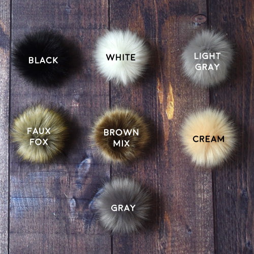 Faux Fur Pom Pom Dark Rainbow, Snap Closure – Wool and Company